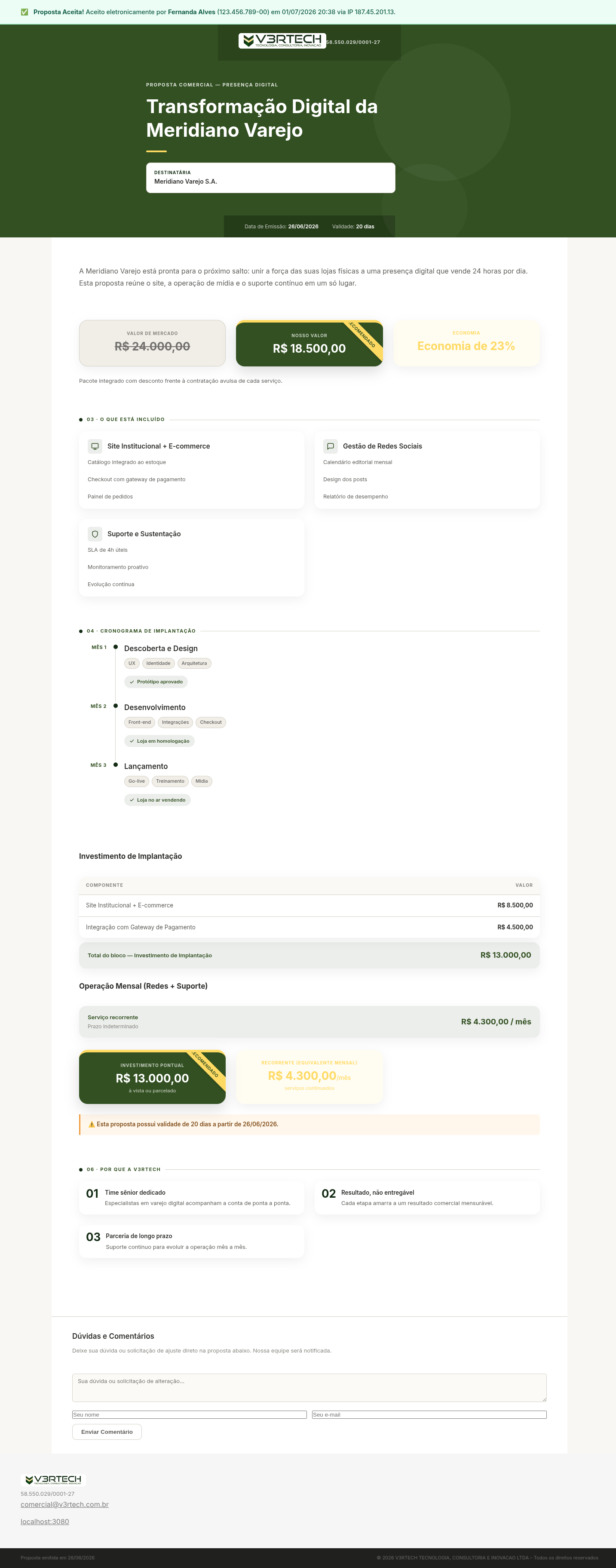 Proposta pública completa, como o cliente vê